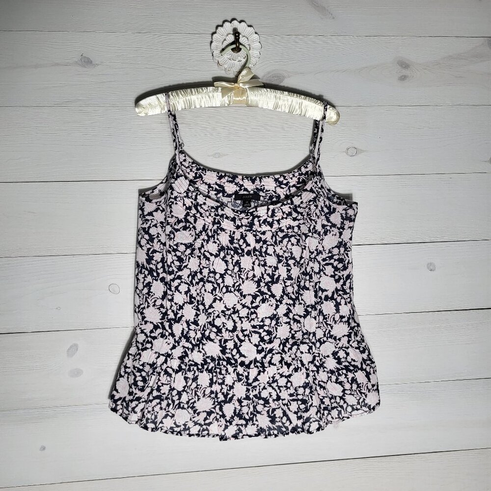 J. Crew Floral Tank Top Scoop Neck BOHO Coastal Cottagecore